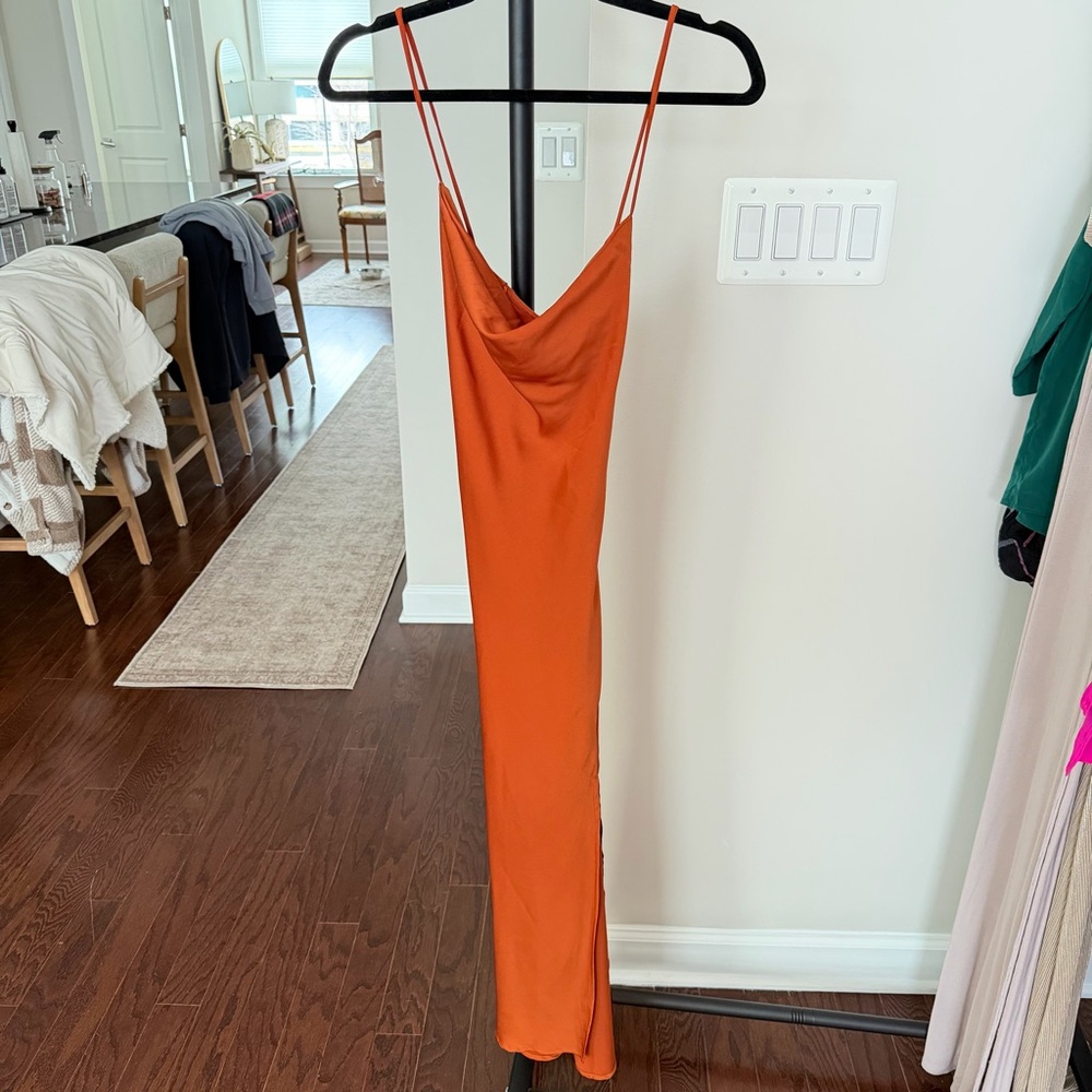 Astr Strapless Orange Dress